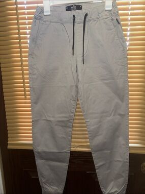 Hollister Light Gray Jogger Pants with Drawstring Waist